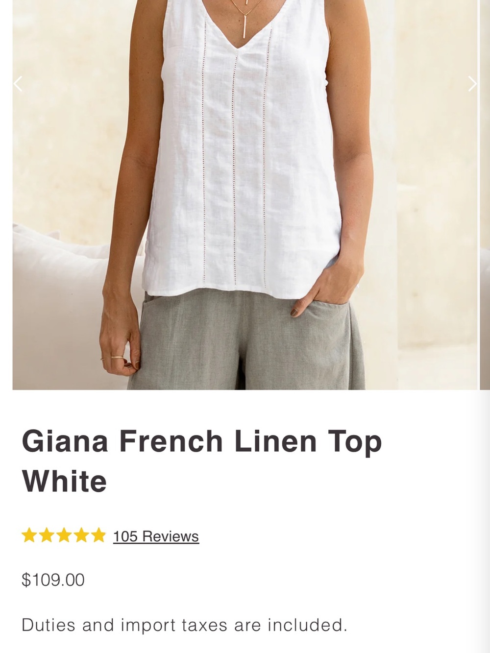 Nomad the Label Giana French Linen Top